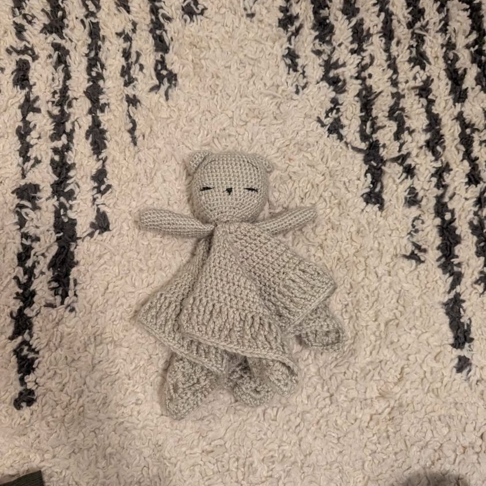 Gray Knit Animal Lovey Blanket